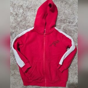 Okie Dokie Red Hoodie with Dinosaur Design